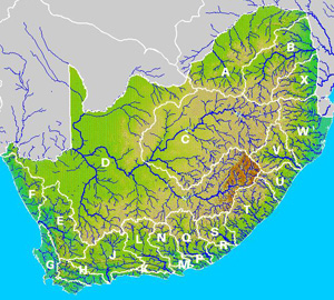 South Africa's major rivers and drainage regions