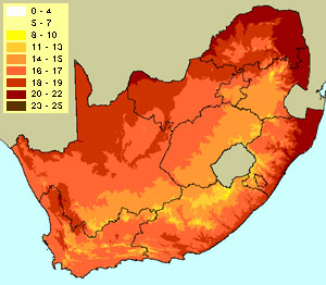 Mean annual temperatures