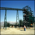 Conveyor carrying chrome ore from the stock pile to the separating plant at the Dwarsrivier mine in Mpumalanga