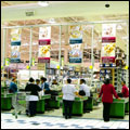 Check-out counters at a large supermarket