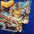 The Mossgas FA platform drilling for natural gas under the sea floor off Mossel Bay in the Western Cape