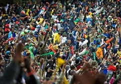 South African football fans in full cry South African football fans in full cry