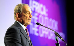 Former New York mayor Michael Bloomberg addresses the C40 Cities Committee annual conference 