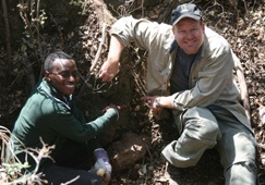 Dr Job Kibii and Prof Lee Berger at the Malapa site Dr Job Kibii and Prof Lee Berger at the Malapa site