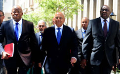 Finance Minister Pravin Gordhan arrives at Parliament 