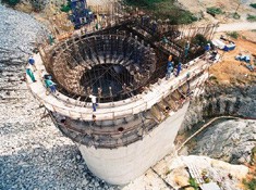 Construction of a dam wall Construction of a dam wall