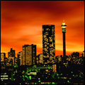 Johannesburg, Gauteng: skyline at sunset