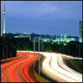 Johannesburg, Gauteng: the M2 highway at night, with the Sentech Tower