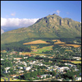 Stellenbosch, Western Cape: Gilbeys in the foreground and Jonkershoek mountains in thebackground