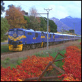 The luxury Blue Train in the Hex River Valley winemaking region of the Western Cape