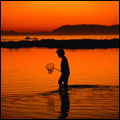 Fishing at twilight in False Bay, Western Cape