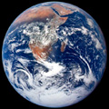 View of the Earth taken in 1972 by the Apollo 17 crew travelling to the moon