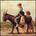 Children on the March with a Donkey by Adriaan Boshoff (1935 -)