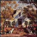 A Cape Dutch Manor House Amidst Trees (1936) by Tinus de Jongh (1885-1942)