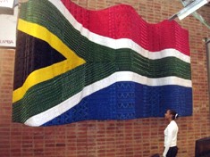 The Constitutional Court's giant embroidered South African flag The Constitutional Court's giant embroidered South African flag