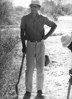 Nelson Mandela in the Robben Island prison garden 