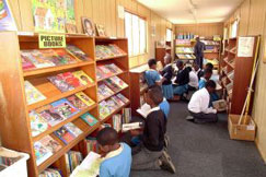 Inside a Mandela Day container library Inside a Mandela Day container library