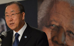 UN Secretary-General Ban Ki-moon pays his respects to the late Nelson Mandela 