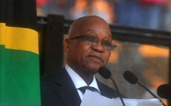 Jacob Zuma addresses the memorial service for Nelson Mandela 