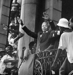 Mandela on the day of his release. Image: Miguel Ribeiro  