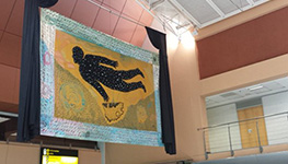mandela art south africa, nelson mandela, tapestry, art, amnesty international, cape town international airport