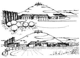 Sketch showing different elevations of the Mohale's Gate 
'tumulus'