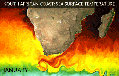 Sea surface temperature along the South African coastline