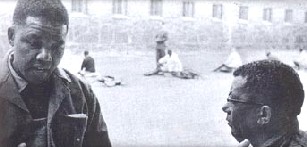 Mandela and Sisulu, Robben Island prison yard, 1966